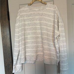 Gray Striped Crewneck